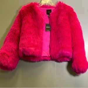 Hot Pink Faux Fur Coat